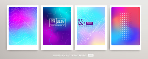 Holographic gradient cover design with abstract background. A4 poster template with soft colorful and wavy fluid shapes.  layout for flyer, annual report, book, presentation. Editable vector  