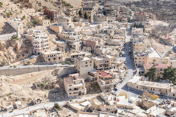 Aerial view of old Houses in Maalula, Syria
