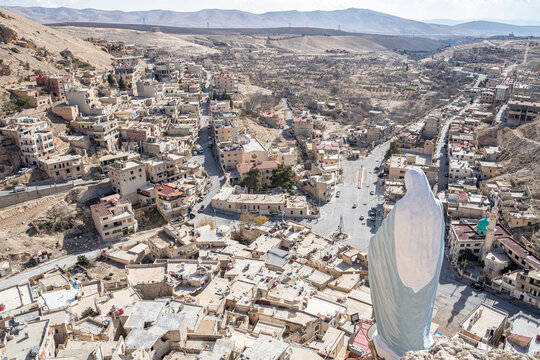 Aerial view of old Houses in Maalula, Syria