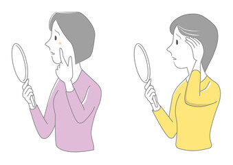 白髪、シミが気になる女性