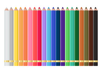 Obraz premium Colored pencils of different colors, drawn in a flat, childish style. Isolated vector illustration