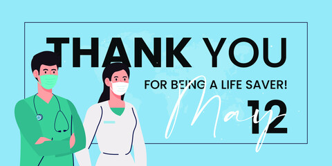 12 May. Thank you Nurses. International Nurse Day background.. vector illustration