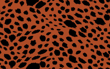 Abstract modern leopard seamless pattern. Animals trendy background. Orange and black decorative vector stock illustration for print, card, postcard, fabric, textile. Modern ornament of stylized skin
