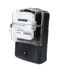 Electricity meter isolated on white background. Measuring device