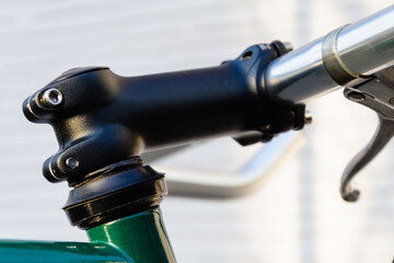 close up stem of fixed gear bike, old vintage bicycle
