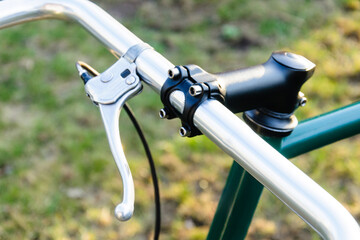 close up bar bull horn of fixed gear bike, old vintage bicycle
