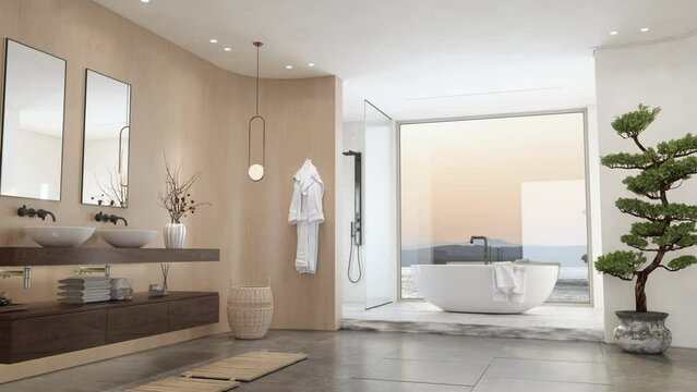 Modern White Bathroom With Bathtub