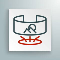 Line 360 degree view icon isolated on white background. Virtual reality. Angle 360 degree camera. Panorama photo. Colorful outline concept. Vector