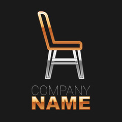 Line Chair icon isolated on black background. Colorful outline concept. Vector