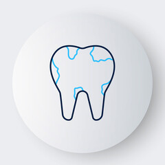 Line Broken tooth icon isolated on white background. Dental problem icon. Dental care symbol. Colorful outline concept. Vector