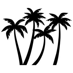 palm trees silhouettes - obrazy, fototapety, plakaty