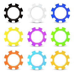 Set of casino chips isolated on white. Vector