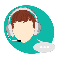 friendly call center operator in a headset, a flat illustration on a white background.