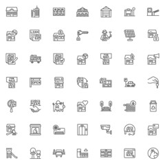Real estate service line icons set