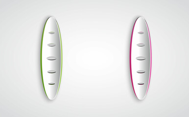 Paper cut French baguette bread icon isolated on grey background. Paper art style. Vector