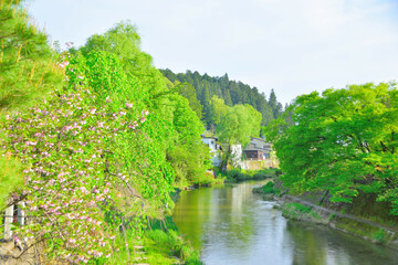 Fototapeta na wymiar 岐阜県 飛騨高山 中橋からの風景/Hida Takayama Nakabashi, Gifu