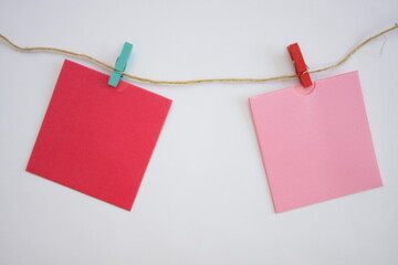 Colorful cards on a white background for adding words or messages.