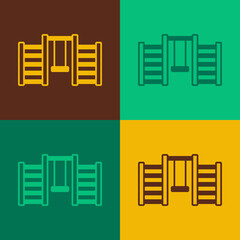 Pop art Wooden Swedish wall icon isolated on color background. Swedish stairs. Vector