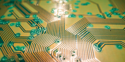 Circuit board, electronic motherboard. Digital engineering concept, hi-tech technology concept. Tech background.