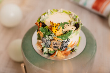 cake with candles and decorations