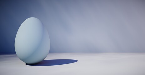 Bright blank background with egg. 3d rendering