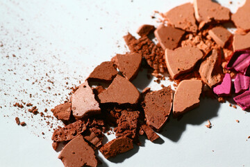 Macro texture of cracked makeup powder