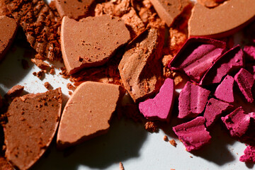 Macro texture of cracked makeup powder