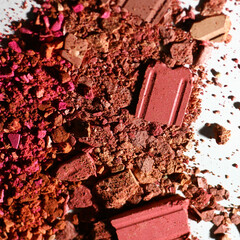 Macro texture of cracked makeup powder
