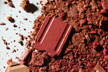 Macro texture of cracked makeup powder