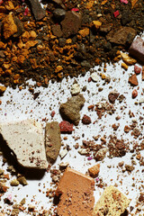 Macro texture of cracked makeup powder