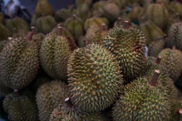 Naklejka na ściany i meble Lots of durians waiting to be sold