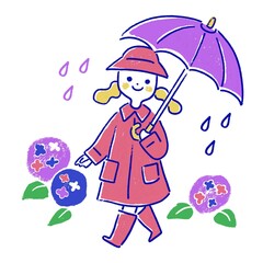 傘をさす女の子・女子のイラスト