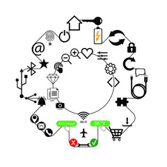 Set of icons in the form of a gear. Application design symbols.