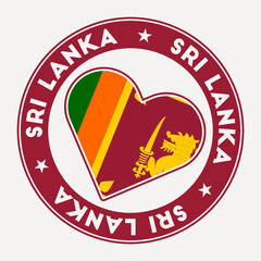Sri Lanka heart flag badge. From Sri Lanka with love logo. Support the country flag stamp. Vector illustration.