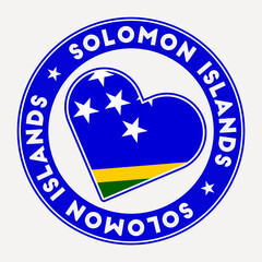 Solomon Islands heart flag badge. From Solomon Islands with love logo. Support the country flag stamp. Vector illustration.