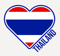 Thailand heart flag badge. Made with Love from Thailand logo. Flag of the country heart shape. Vector illustration.