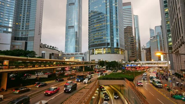 4K Time lapse of Hong Kong central and city traffic
