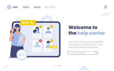Customer support online assistant for help center website page