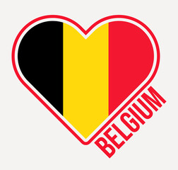 Belgium heart flag badge. Made with Love from Belgium logo. Flag of the country heart shape. Vector illustration.