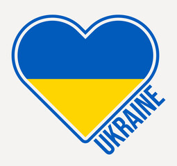 Ukraine heart flag badge. Made with Love from Ukraine logo. Flag of the country heart shape. Vector illustration.