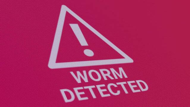 Worm Detected Warning Close Up Data Security Concept Seamless Loop