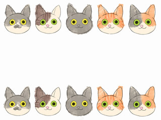 並んだ猫の顔