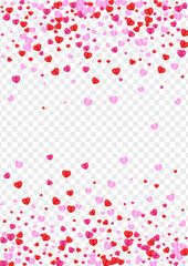 Fond Heart Background Transparent Vector. Valentine Illustration Confetti. Violet Banner Frame. Pink Confetti Present Pattern. Red Blank Backdrop.