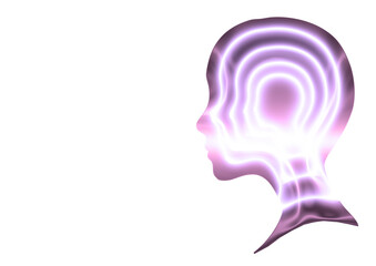 サイエンステクノロジーの概念で芸術的で抽象的な光輝く女性の横顔の3Dイラスト