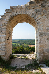 Fototapeta na wymiar The Turnina Tower. Guardian of Rovinj and its surroundings. The ancient fortress of Turnina near Rovinj, Istria, Croatia