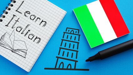 Learn Italian is shown using the text and flag of Italy