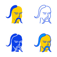 Ukrainian kozak icon set in flat and line style