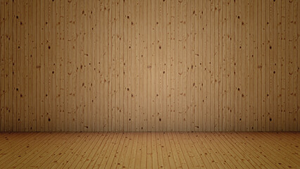 Concept or conceptual vintage or grungy brown background of natural wood or wooden old texture floor and wall as a retro pattern layout. 3d illustration metaphor to time, material, emptiness,  age 