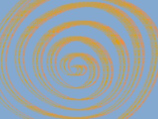 Illustration, orange ornamental swirls on baby blue background