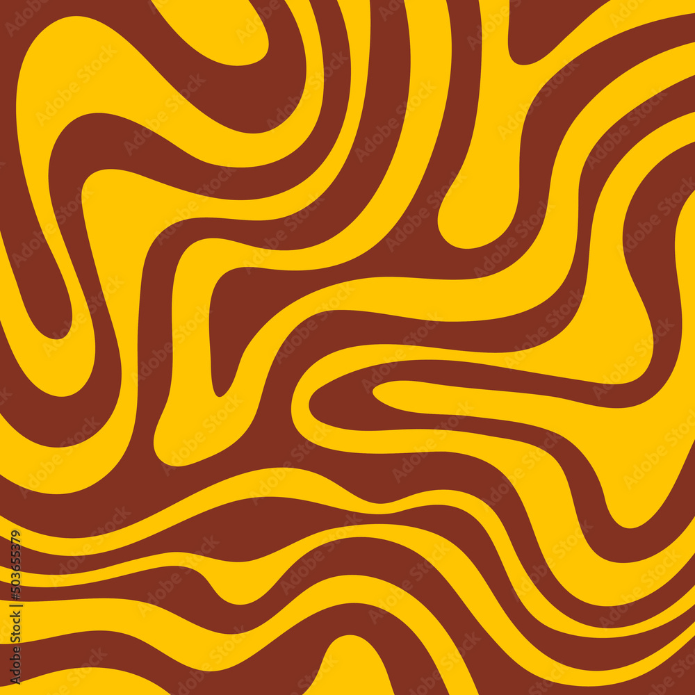 Poster abstract square aesthetic background with yellow and brown waves. trendy vector illustration in styl